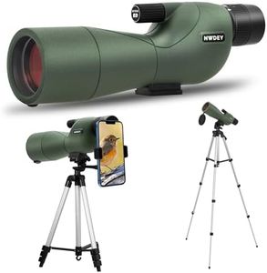 NWDEY 25-75X60 Spotting Scope with 50in Tripod, Spotting Scopes for Target Shooting, Hunting, Birding. Low Light Vision, Phone Adapter, Carry Bag, BAK4 Prism, FMC Lens, Waterproof (ArmyGreen)