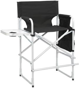 Woarvst Tall Makeup Artist Chair, Heavy Duty Director Chair with Side Table and Footrest, Aluminum Frame Professional Studio Sea