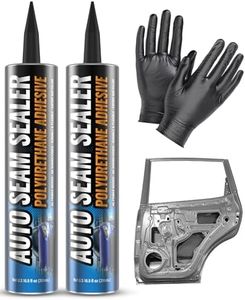 [2 Pack] Professional Automotive Seam Sealer, Paintable Quick-Set Polyurethane Auto Body Seam Sealer for Metal Surfaces of Cars, Trucks, Etc, Includes Gloves & Tip - White RV Roof Sealant
