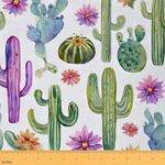 Feelyou Cute Cactus Outdoor Fabric by The Yard, Natural Boho Succulent Thorny Plants Upholstery Fabric for Chairs, Botanical Green Plants Decorative Fabric for Home DIY Projects, 1 Yard, Colorful