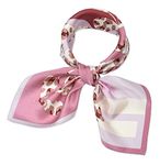 corciova Women'S Small Square 100% Real Mulberry Silk Scarfs Scarves 21" X 21" Flamingo Pink Apricot Leaves