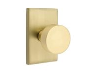 Privacy Set, Modern Rectangle Rosette, Modern Round Knob, Satin Brass