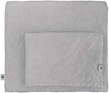 Linen & Cotton Set de Housse de Couette Extra Douce ALICIA, 100% Lin Lavé - Gris Clair (200 x 200cm - Double)