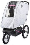 Baby Stroller Rain Cover - Provides Extra Warmth and Shields your Child from Wind and Rain. Universal Size, Mesh Material for Ventilation and Reflective Trimming for Night Visibility. (White, Quilted)