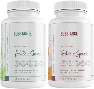 SUBSTANCE. Bundle: Nature's Sustenance Daily Fruits & Veggies (120 Capsules) + Nature's Fiber & Spices (240 Capsules) - Enhance Digestive Health, Energy & Overall Wellness - US Made, Vegan-Friendly