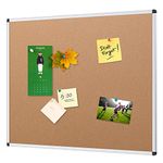 VIZ-PRO Cork Notice Board, 48 X 36 Inches, Cork Bulletin Board with Silver Aluminium Frame