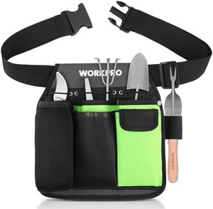 WORKPRO Gardening Tool Belt, Single Side Garden Tool Pouch with 5 Pockets and Adjustable Waist Belt, Utility Garden Tool Bag for Women, Great Gardening Gifts for Carpenter, Gardener