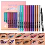 12 Colors Matte Liquid Eyeliner Set, Colorful Eyeliner Pencil, Ultra Precision, Quick Drying, Smooth Glide, Smudge-Resistant, Waterproof Pigmented Up To 24 Hours Liquid Eye Liner Makeup Gift Kit