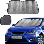 Big Hippo Windshield Sun Shade, Car Window Shade as Bonus Keep Vehicle Cool Protect Your Car from Sun Heat & Glare Best UV Ray Visor Protector (Size: 55.16"X 27.5")