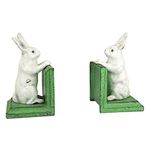 Design Toscano Bookworm Bunny Rabbits Cast Iron Sculptural Bookend Pair