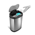 Ninestars DZT-15-13 Touchless Stylish Motion Sensor Dustbin with Lid|Automatic Stainless Steel Trash Can for Outdoor, Home, Office, Hotel, Bathroom, Kitchen| Fits 2C Batteries | 15 Litres-Silver