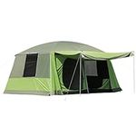 Outsunny Two Room Dome Tent w/Porch for 4-8 Man, Camping Backpacking Shelter w/Mesh Windows, Zipped Doors, Lamp Hook & Portable Carry Bag