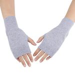 Cashmere Fingerless Gloves, Winter Warm Gloves Grey Fingerless Gloves Women Warm Knitted Gloves Thumb Hole Gloves Fingerless Wrist Gloves Mittens for Women Men Christmas Gifts