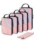 BAGSMART Compression Packing Cubes, 6 Set Travel Packing Cubes for Carry on Suitcases, Compression Suitcase Organizers Bag Set & Travel Storage Bags for Luggage, Packing Organizers Baby Pink