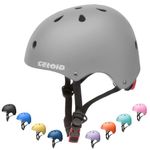 CELOID Kids Bike Helmet,Skateboard Helmets for Ages 8-10-14 Years Boys Girls,Adjustable Multi-Sport Bicycle Skateboarding Football Roller Skating Scooter Balance Bike Helmet,Grey