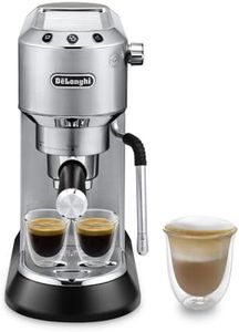 De'Longhi Dedica Arte, Traditional Barista Pump Espresso Machine, Manual Coffee Machine, Compact Design 15 cm wide, Fits Coffee Mug, Metal, EC885.M