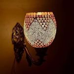 B R Enterprises Designer Glass Mosaic Wall Lamp for Living & Home Decoration Indoor Outdoor/Metal and Glass Fitting (Multicolour, Bulb not Included) GEN-04-MULTI