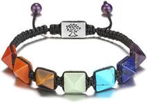 Jovivi Natural 7 Chakras Bracelet Healing Crystal Balancing Pyramid Yoga Energy Beads Braided Rope