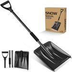 Snow Shovel, 4 in 1 Emergency Snow Shovel Wide Ice Scrape, Lightweight Portable Adjustable Large Capacity Shovel for Garden, Camping, Car Driveway(Black)