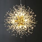 Mivenda Gold Crystal Chandeliers 9-Light Modern Firework Chandelier Dandelion Light Fixture,Bedroom Chandelier,Ceiling Hanging Lighting for Dining Room,Bedroom,Aisle