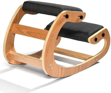 Easyego Kneeling Chair Ergonomic Posture Chair, Wood Adjustable Rocking Knee with Soft Padding, Natural Relief for Neck or Back Pain for Home Office, Max Load 300 lb - Black