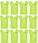 SAS Sports Training Bibs Scrimmage Vests Pennies for Soccer Set of 12 (Fluro Green, L)