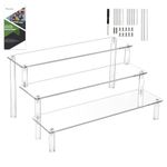 Worown Acrylic Riser Shelf, 3-Tier Clear Display Stand, Clear Display Riser Shelf for Cupcake, Trophy, Perfume, Figures, Cosmetics, Jewelry, Collections and Party Desserts