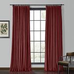 ChadMade Solid Matt Heavy Velvet Curtain 55" W x 72" L, Pencil Pleat Drapery with Blackout Lining For Living Room Bedroom (Burgundy, 1 Panel)