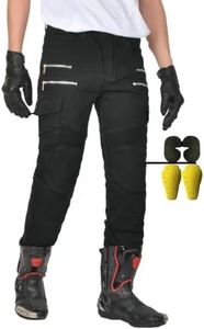 Protection Moto Pantalon Jeans Renforcé avec Protection Doublure Moto Pantalon d'Équitation avec Protéger Pads (FR/ES, Alpha/Lettres, TG, Taille Normale, Taille Normale, Noir)