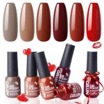 Gellen Gel Nail Polish Kit - Caramel Series Trendy Browns Earthy Coffee Reds Nail Art Winter Gel Colors, Home Gel Manicure Set