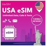 travSIM USA eSIM | T-Mobile Network | Unlimited data, calls & texts in the USA | eSIM for USA works on eSIM compatible iOS & Android devices | USA eSIM 10 Days