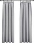 PONY DANCE Thermal Pencil Pleat Blackout Curtains - Noise Reduction Drapes Light Blocking Blackout Sheet Panels for Bedroom Living Room, W46 X L72, 2 Panels, Silver Grey