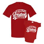 World's Greatest Grandpa and World's Greatest Grandson Shirts Matching Grandpa Baby T-Shirts, True Red, Toddler (3T) - Adult (Large)