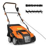 TANGZON 2000W 2-in-1 Electric Lawn Scarifier and Aerator, Garden Grass Dethatcher Rake with 40cm Working Width, 3-Position Height, 5-Position Depth Adjustment, Scarifier Weeder (Orange & Black)