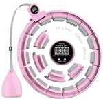 Smart weighted Hula Ring Hoops for Adults, Quiet Fitness Hoop with Ball, Fit Hoop Plus Size 128CM, Digital Circle Hoops with Calorie Counter, Weight Loss Silent Hoola Hoop with 18 Adjustable Links