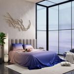Stoa Paris Satin Bedsheets for Super King Size Bed with 2 Pillow Covers, 300 TC UltraSatin Premium Bedding Set, Gifts for Couples, Wedding, Home Furnishing, Skies of Paris Collection - Taupe, Sapphire