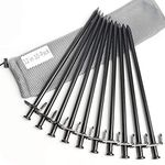 BareFour Tent Stakes, Heavy Duty Camping Stakes 12-Inch Forged Steel Tent Pegs Unbreakable and Inflexible Available in Rocky Place Dessert Snowfield and Grassland(10-Pack)