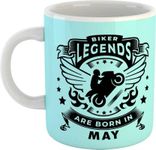 BuyersCue Bikers Legends are Born in May|Best Happy Birthday Gift For Brother|Friends|Boyfriend|Husband with Glossy Finish Ceramic Coffee Mug (325 ml)