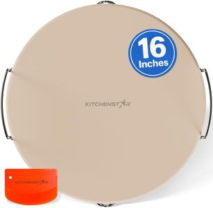 KitchenStar Pizza Stone 16 inch with Handles (Large) - Cordierite Baking Stone Set with Metal Rack & Plastic Scraper - High Temperature Resistant Ceramic Pizza Stones for Oven, Grill or Smoker