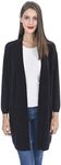 State Cashmere Women's 100% Cashmere Open Front Long Cardigan Oversized Sweater with Straight Hem (Black, Medium)