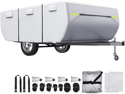 uxcell Waterproof Camper & RV Cover for 12'-14' | Anti-UV All-Weather Protection with 5 Reinforced Straps & Ventilation Vents Silver Tone