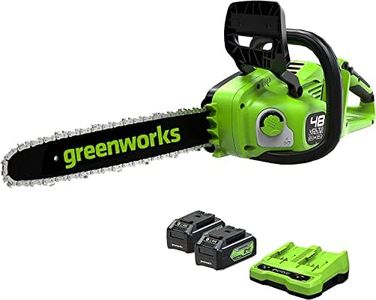 Greenworks Tronçonneuse à Batterie Moteur Sans Balais, Longueur des barres 14 Pouces (35cm), Vitesse 20 m/s, Graisseur Automatique, 2 Batteries 24V 4Ah et Chargeur Double, Garantie 3 Ans-GD24X2CS36K4X