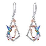 Hummingbird Earrings Sterling Silver Hummingbird Flower Dangle Earrings Bird Jewellery Gifts for Women Girls Daughter