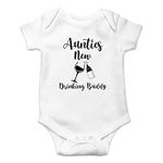 Witty Fashions Aunty Drinking Buddy - Funny Cute Novelty Infant Creeper, One-Piece Baby Bodysuit (White, 6 Months)