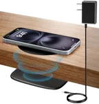 KPON Invisible Wireless Charger, 40MM(1.57") Wireless Charging Desk Mat Mouse Pad, Hidden Charging Station for iPhone 16 Pro Max/15/14/13/12/Samsung/Google Pixel/LG/Wireless Phones(Adapter Included)