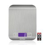 GRIFEMA GA2002 Digital Kitchen Scales, Food Weighing Scales with LCD Display, (1g/5kg) Weight Grams and Oz for Baking and Cooking, Stainless steel (Batteries Included), Blue