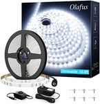 Olafus White LED Strip Lights, 16.4ft Dimmable LED Light Strip, 12V 6000K Vanity Mirror Light with UL Listed Plug, 300 LEDs 2835 Flexible Led Lights for Bedroom Under Cabinet Kitchen