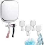 TAILI Shower Mirror Fogless for Shaving & 4 Pack Suction Cup Hooks, Anti Fog Shaving Mirror with Razor Holder NO-Drilling,Removable, Waterproof,Wall Mounted with Powerful Suction