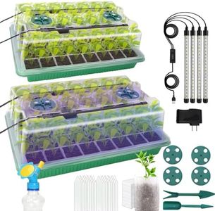 MQHUAYU Seed Starter Tray with Grow Light, 2 Pack 80 Cells Smart Timer Seedling Starter Kit with Humidtiy Dome, Plant Seed Germination Kit Planting Seeds