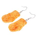 Funny Imitation Food Dangle Drop Earrings for Women Girls Fried Chicken Leg Wing Nugget French Fries Shrimp Tail Earrings Jewelry Gift, Zinc, No Gemstone